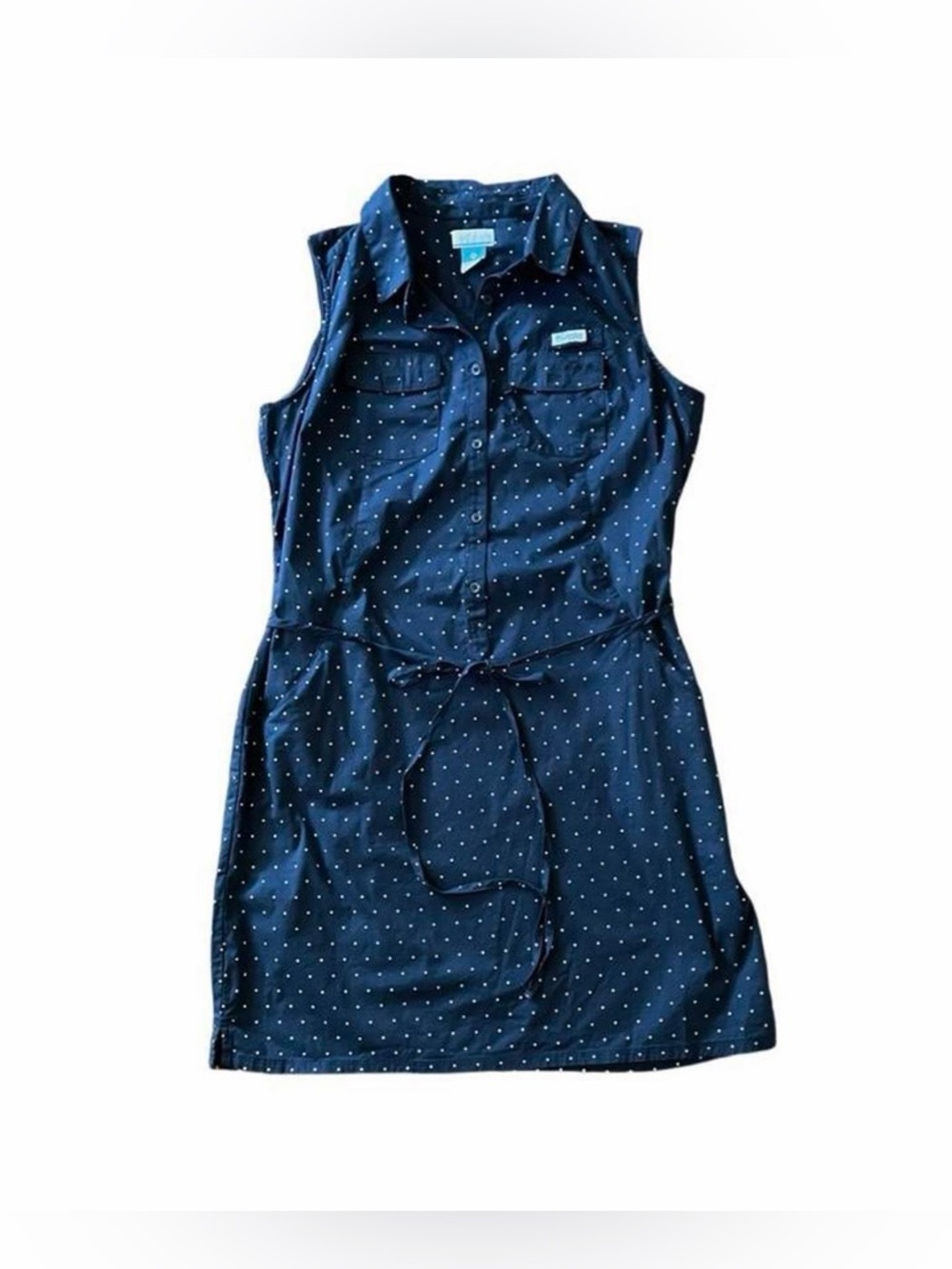 Columbia PFG Navy Polka Dot Shirt Dress XL